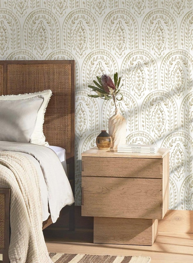 Micpolo Boho Peel and Stick Wallpaper Removable Wall Paper Neutral Contact Paper Removable Peel and Stick Brown and White Self-Adhesive Wallpaper for Bathroom Bedroom Kitchen Wall Decor 17.3" x 118" - Image 3